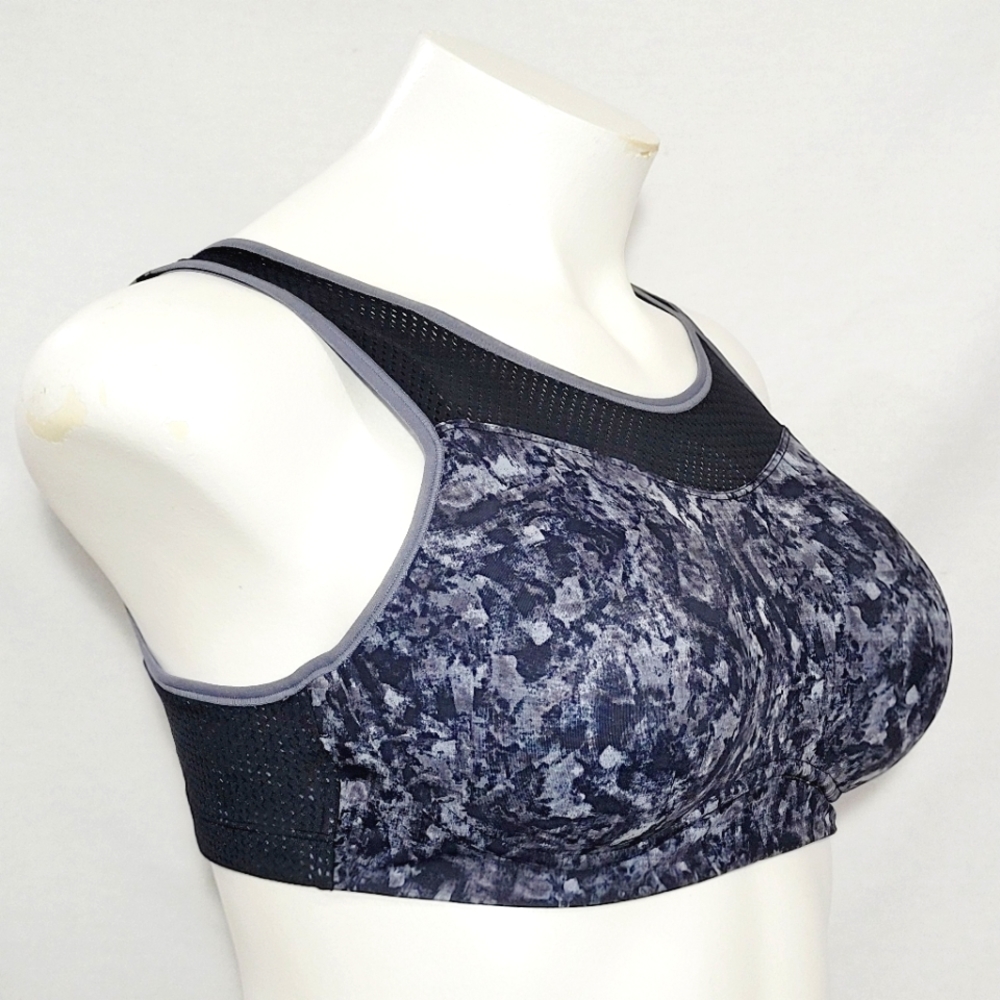 Maidenform DM7994 High-Impact Cutout Mesh-Panel Wireless Sports Bra 38C Gray & B - Picture 2 of 6